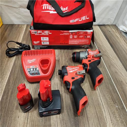 AS-IS Milwaukee 3497-22 12V Brushless Hammer Drill and Impact Driver Combo Kit