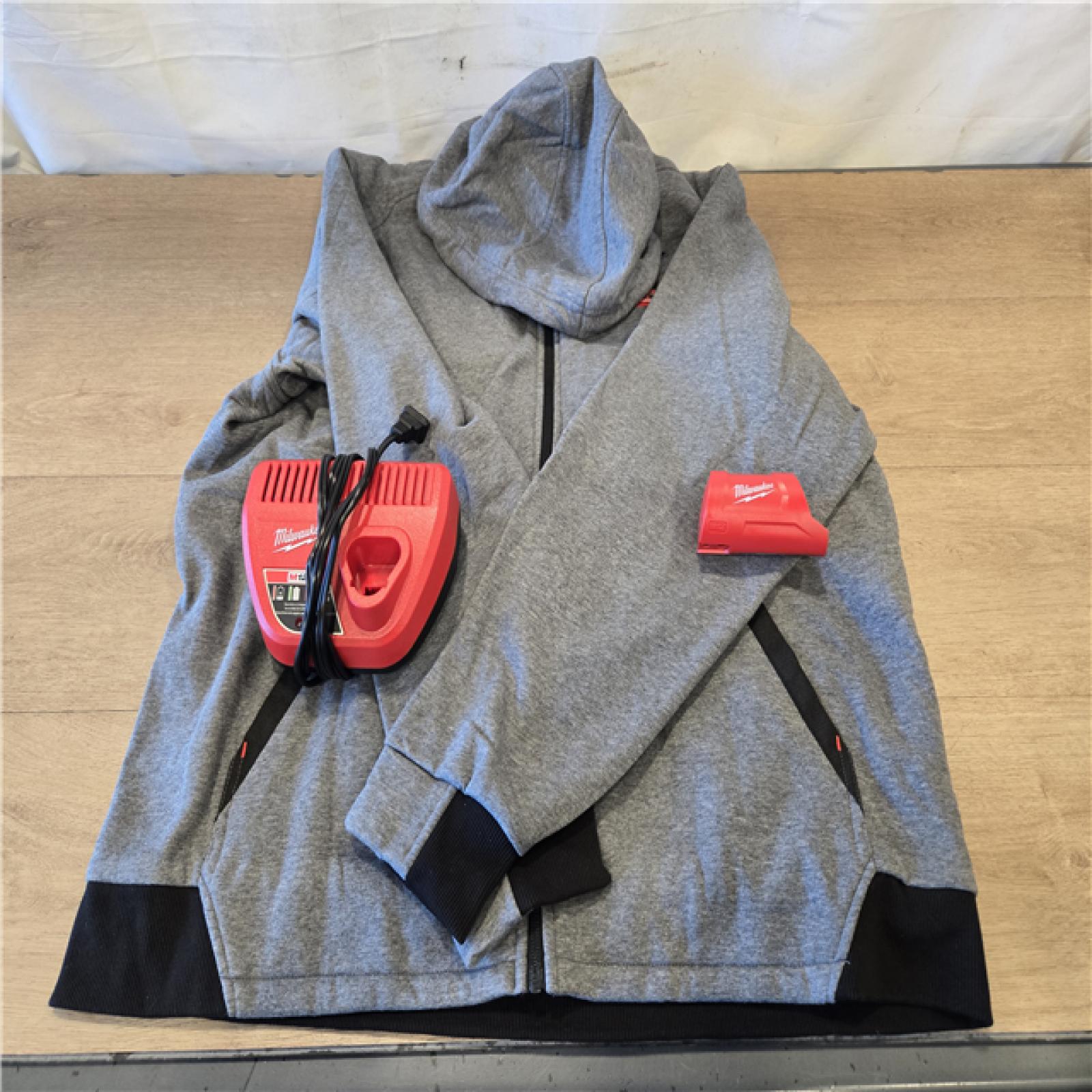 AS-IS Milwaukee Men's X-Large 12V Cordless Gray Heated Jacket Hoodie Kit
