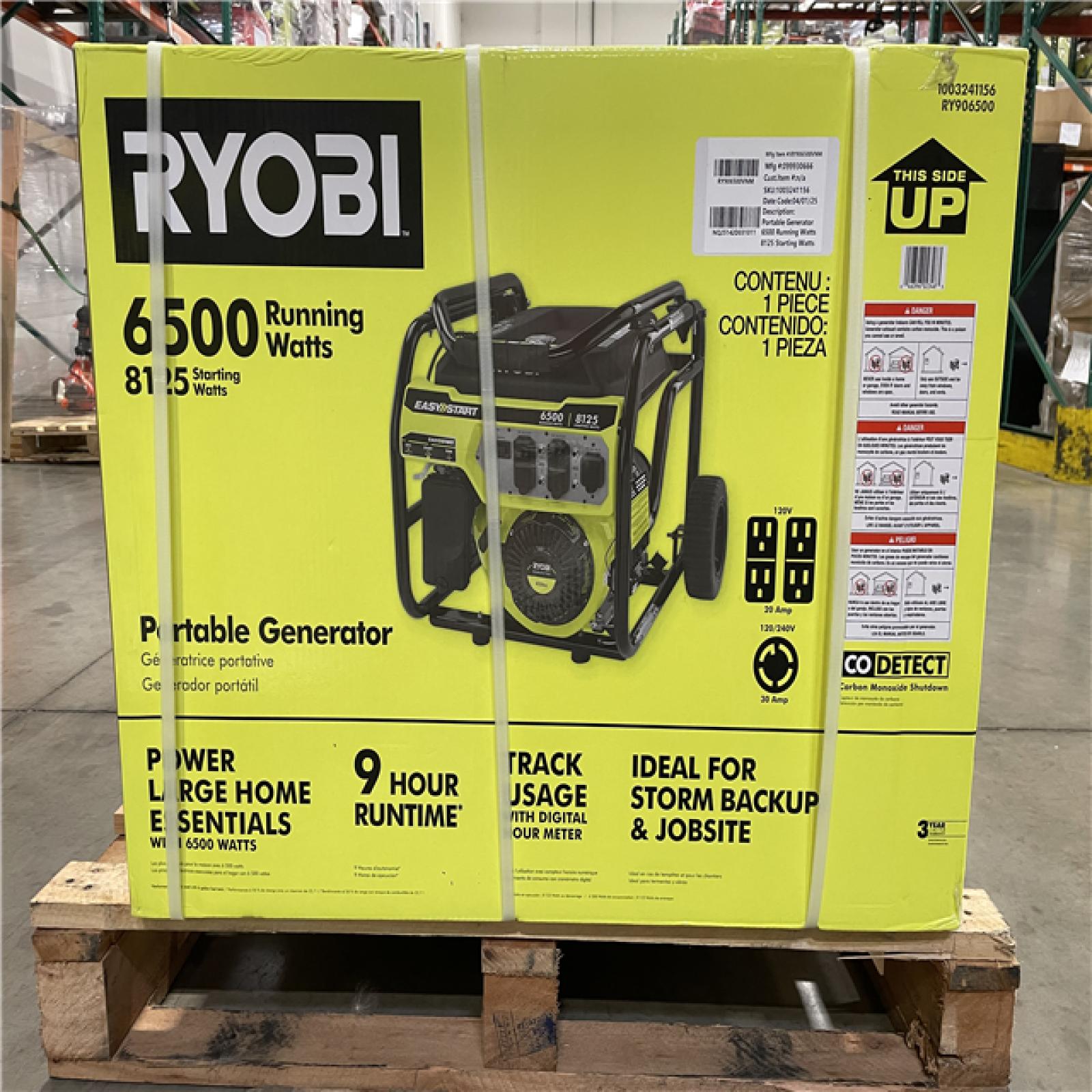 DALLAS LOCATION- RYOBI 6 500-Watt Gasoline Powered Portable Generator