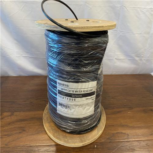 NEW! Genesis 50971008 24/4-Pair Cat 5e Unshielded (U/UTP) Water-Blocked Networking Cable, Wet Location, 1000' (304.8 m) Reel, Black