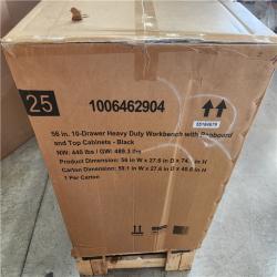 Phoenix NEW Husky 56 in. W x 27.6 in. D 10-Drawer Matte Black Heavy-Duty Mobile Workbench with Pegboard and Top Cabinets (SEALED)