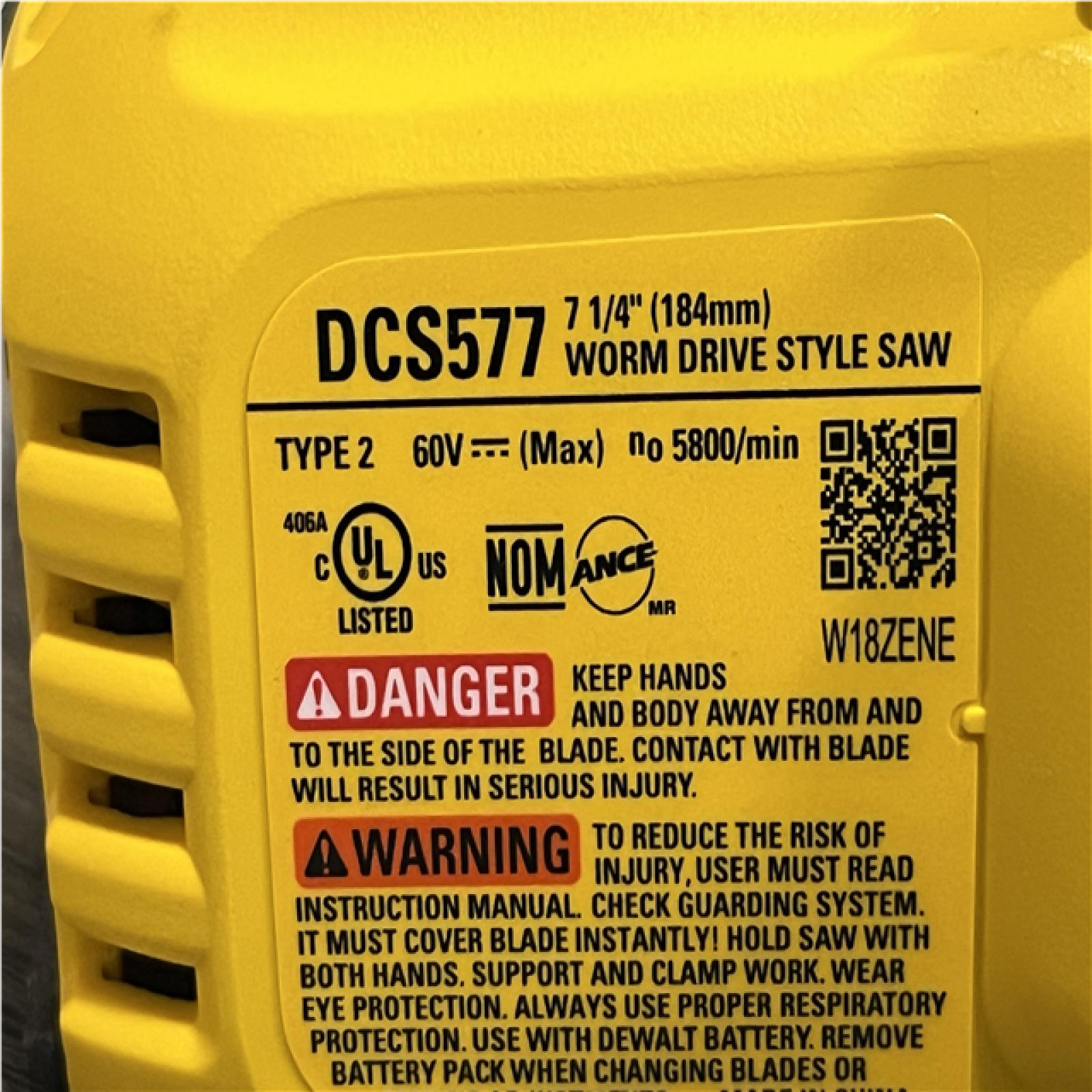 AS-IS DEWALT FLEXVOLT 60V MAX Cordless Brushless 7-1/4 in. Wormdrive Style Circular Saw (Tool Only)