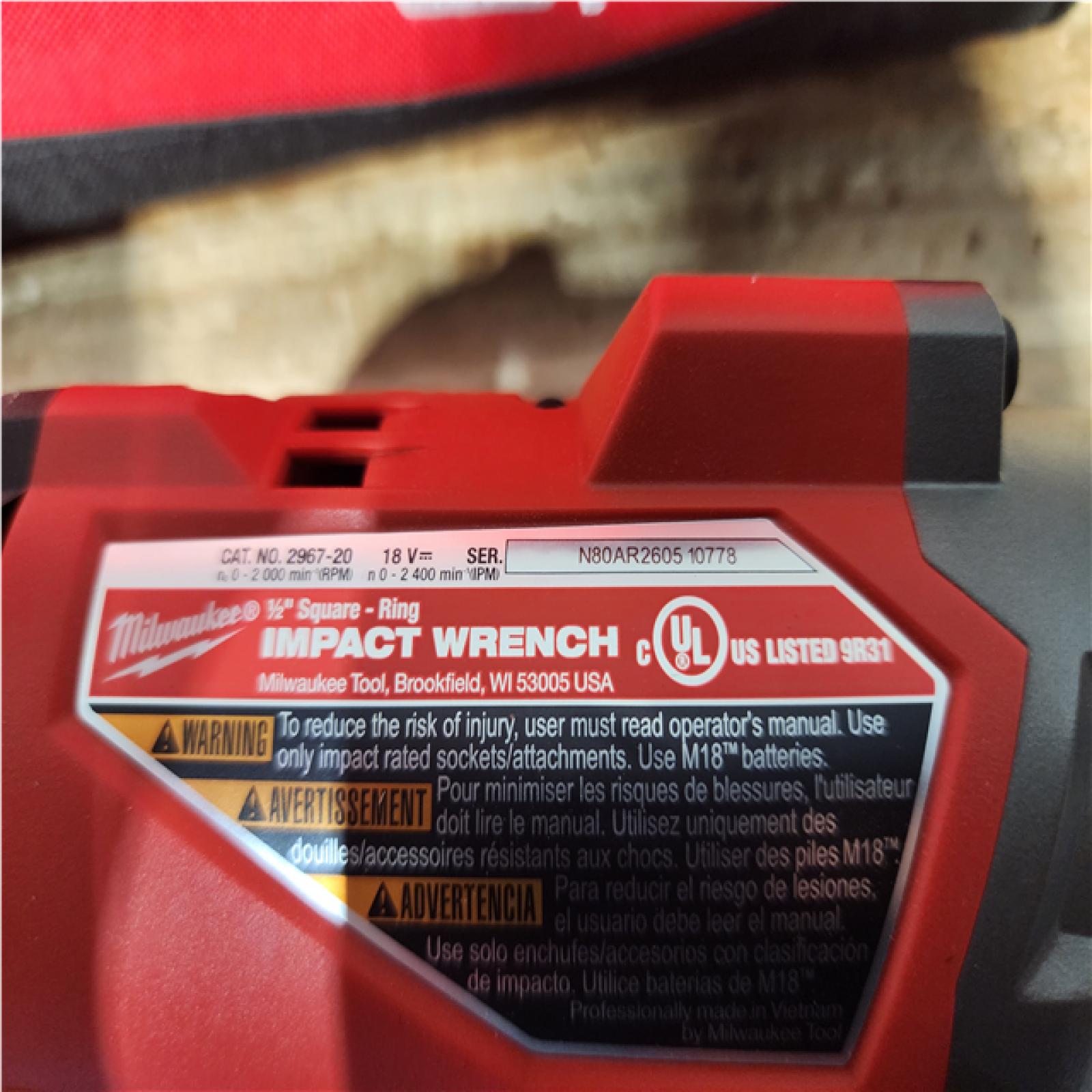 Houston Location AS-IS Milwaukee FUEL 18V Lithium-Ion Brushless Cordless 1/2 in. Impact Wrench w/Friction Ring Kit