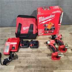 HOUSTON LOCATION - AS-IS Milwaukee M18 18V Lithium-Ion Brushless Cordless Compact Drill/Impact Combo Kit (2-Tool) W/(2) 2.0 Ah Batteries  Charger & Bag