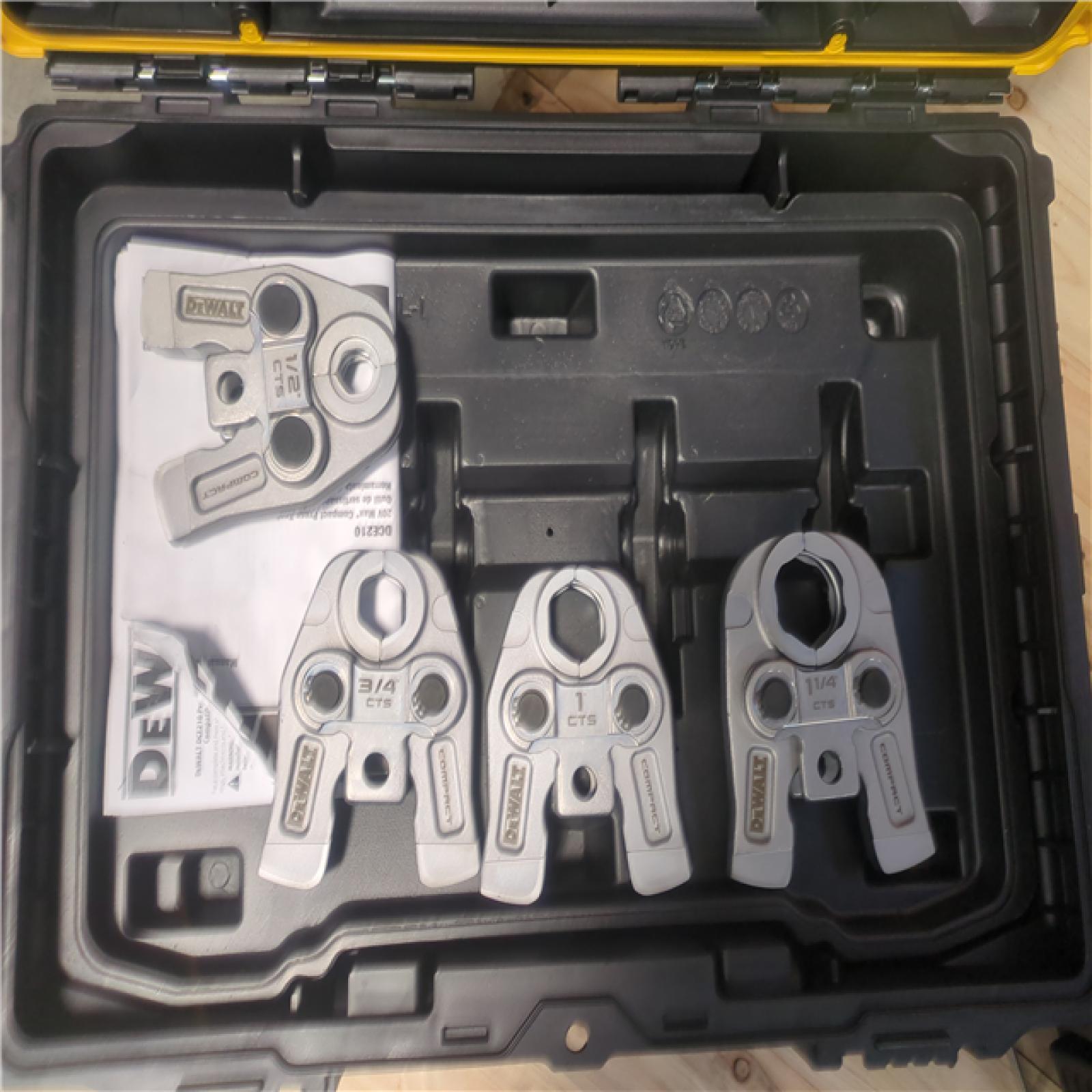 CALIFORNIA AS-IS DEWALT 20V MAX COMPACT PRESS TOOL and JAWS KIT