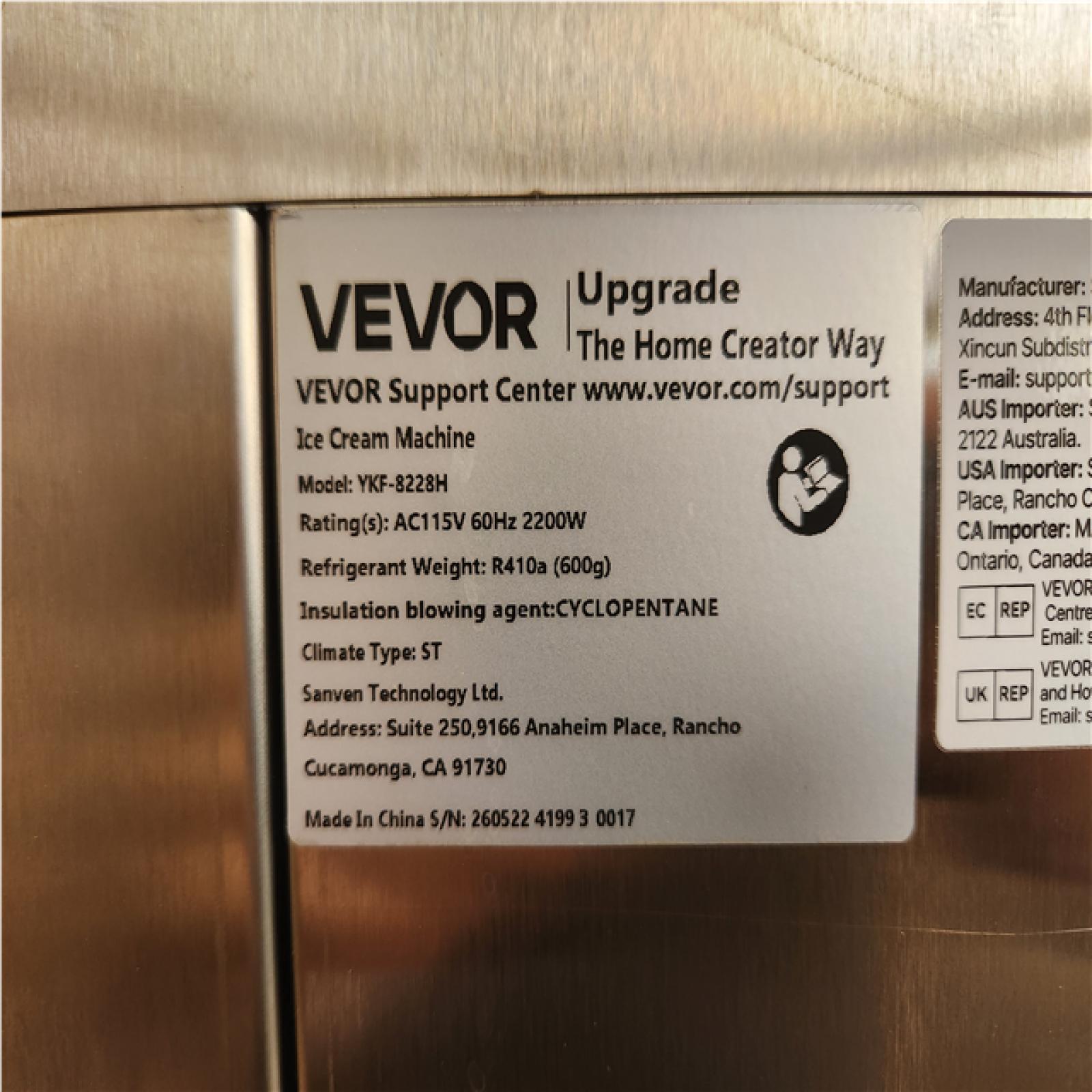 Phoenix Appears NEW VEVOR 2200W Commercial Soft Ice Cream Machine Pre-Cooling 12.68 qt. 3-Flavors 20-28L/H Yield Auto Clean Stainless Steel (Blemishes)