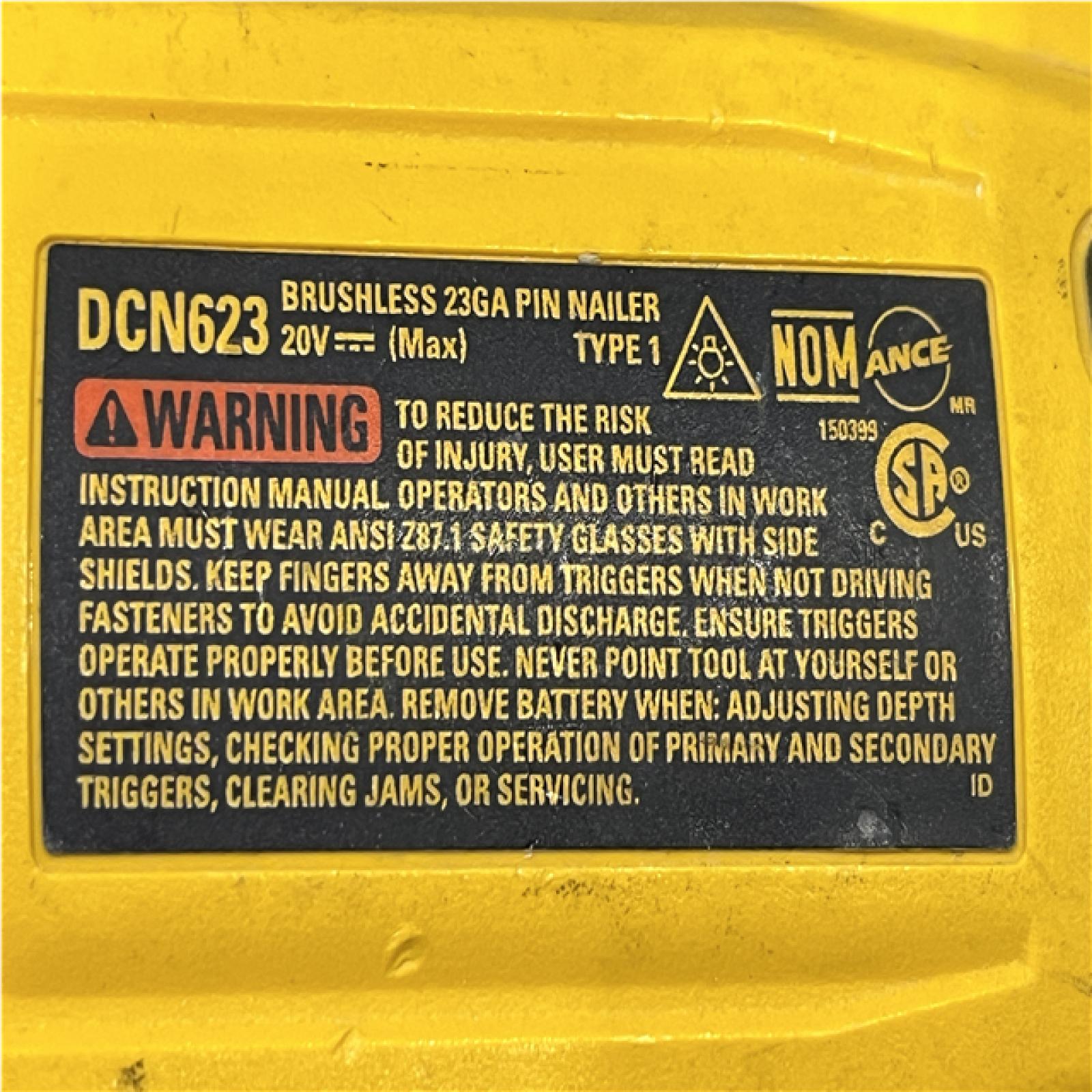 AS-IS DEWALT ATOMIC 20V MAX Lithium Ion Cordless 23 Gauge Pin Nailer (Tool Only)