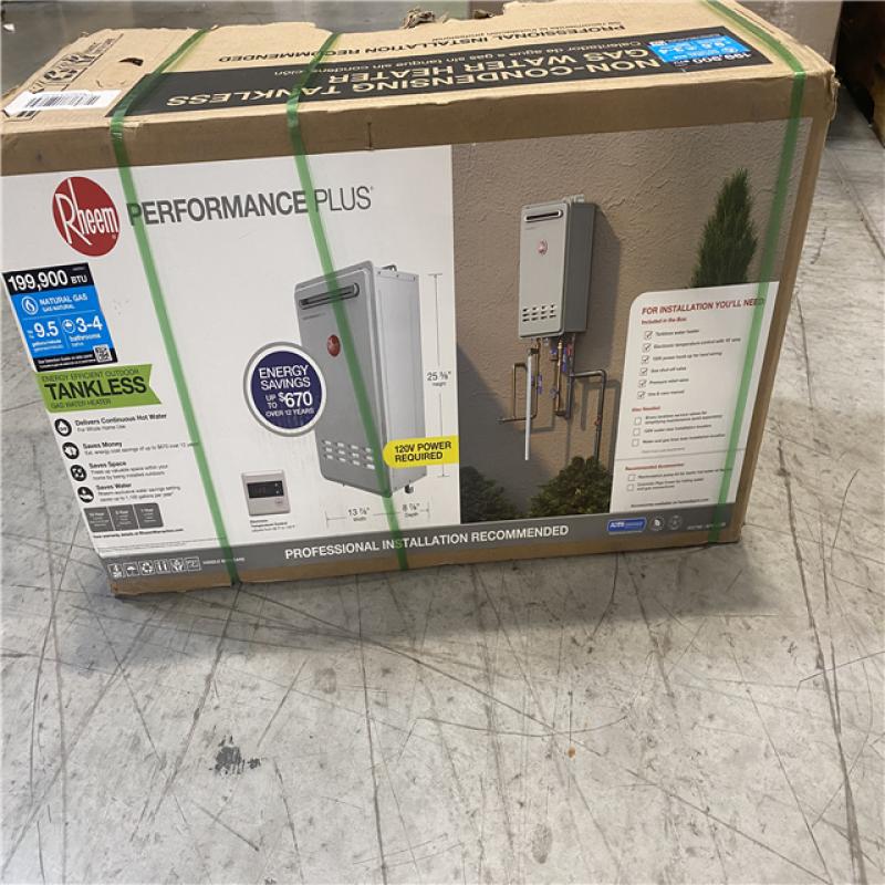 NEW! Rheem Performance Plus 9.5 GPM Natural Gas Outdoor Tankless Water  Heater