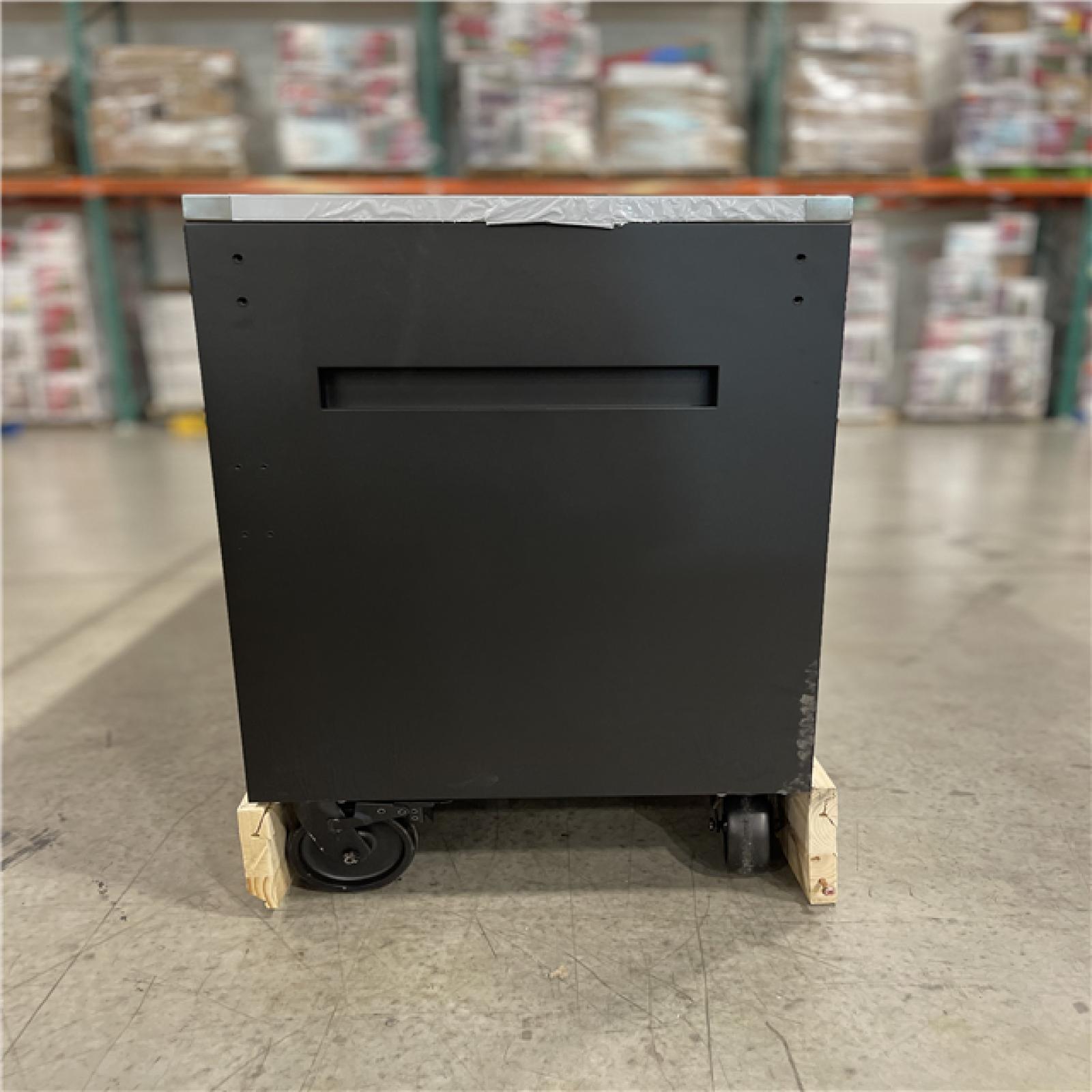 DALLAS LOCATION-  HUSKY 84 in. W x 24 in. D 18-Drawer Heavy-Duty Mobile Workbench with Stainless Steel Top in Matte Black