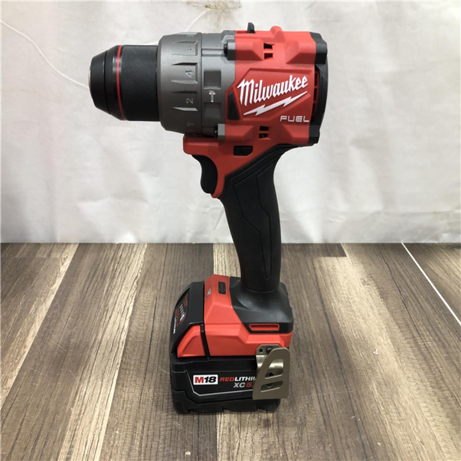 AS-IS Milwaukee  FUEL 18V Lithium-Ion Brushless Cordless 1/2 in. Hammer Drill Driver Kit