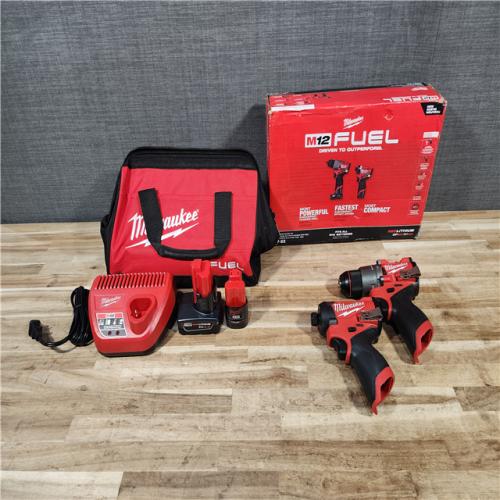 HOUSTON LOCATION - AS-IS (APPEARS LIKE NEW) Milwaukee  FUEL 12-Volt Lithium-Ion Brushless Cordless Hammer Drill and Impact Driver Combo Kit