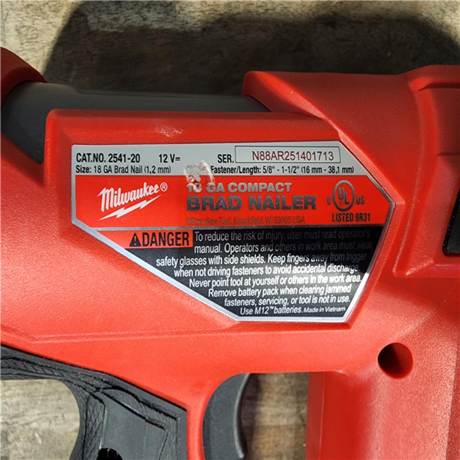 HOUSTON LOCATION - AS-IS Milwaukee M12 FUEL 18 Gauge Compact Brad Nailer (Tool-Only)