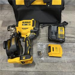 AS-IS DEWALT 20V MAX Lithium-Ion 15-Degree Electric Cordless Roofing Nailer Kit