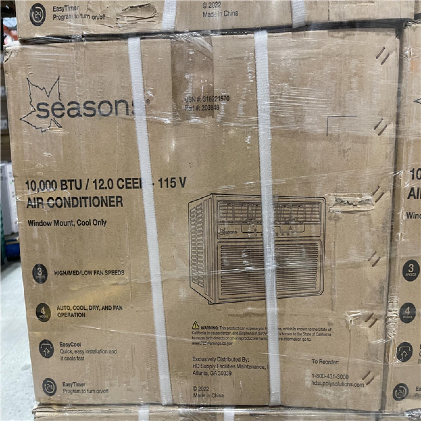 DALLAS LOCATION - SEASONS 10 000 BTU AIR CONDITIONER PALLET - (24 UNITS)