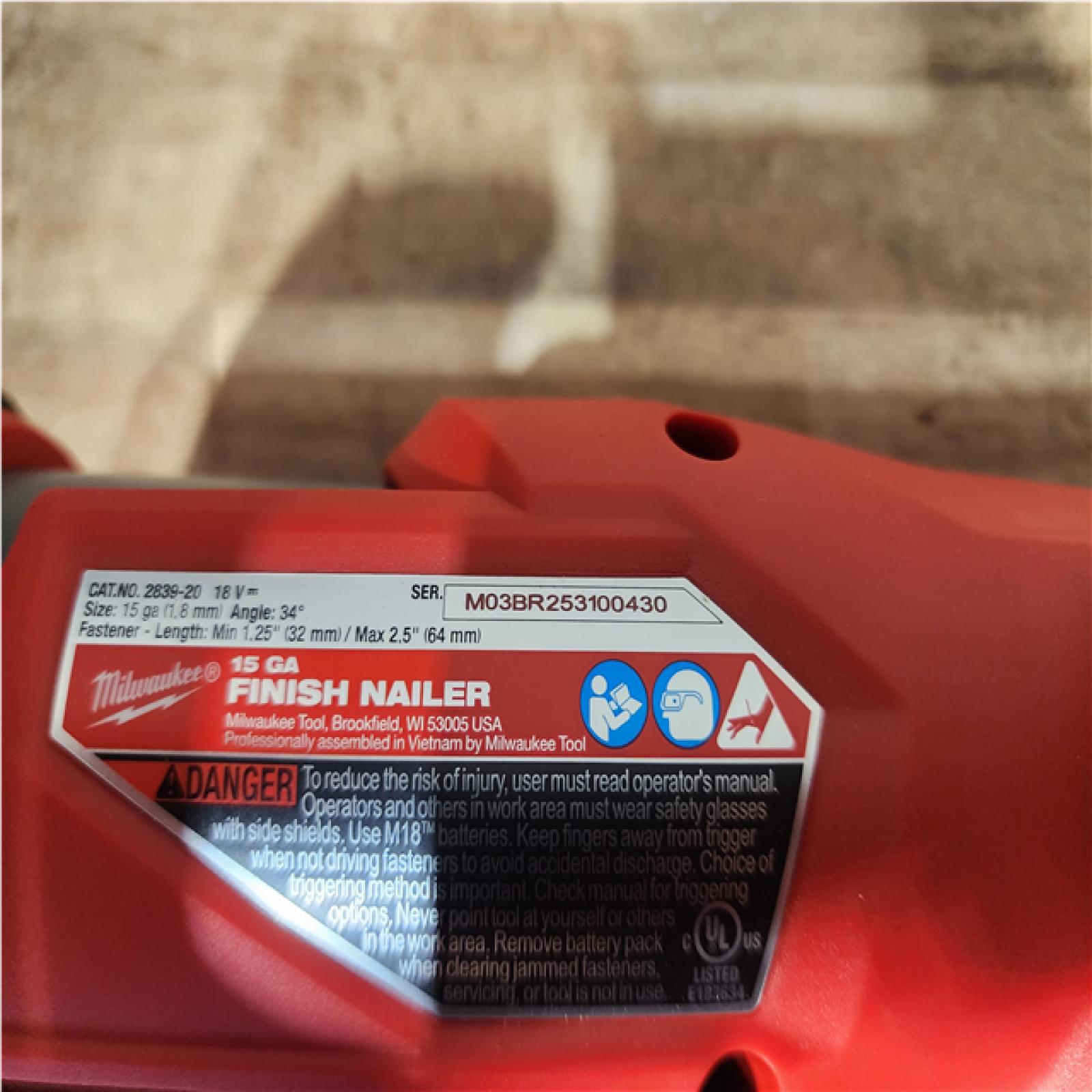 Houston Location AS-IS Milwaukee FUEL 18V Lithium-Ion Brushless Cordless Gen II 15-Gauge Angled Nailer (Tool-Only)