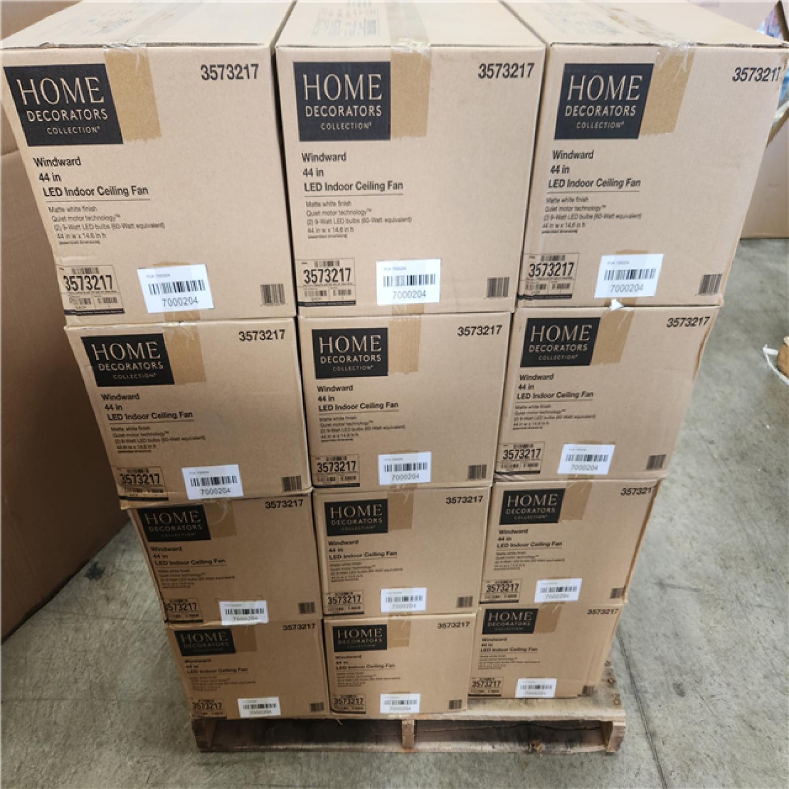 Phoenix NEW Home Decorators Collection Windward 44 in. LED Indoor Matte White Ceiling Fan with Light Kit Pallet 24 Count (SEALED)