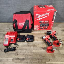 HOUSTON LOCATION - AS-IS Milwaukee M18 18V Lithium-Ion Brushless Cordless Compact Drill/Impact Combo Kit (2-Tool) W/(2) 2.0 Ah Batteries  Charger & Bag