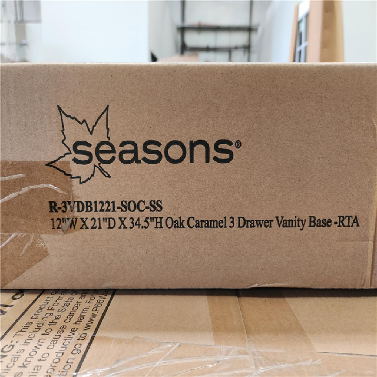Phoenix Location NEW Bath Vanity 12Wx21Dx34.5H Oak Caramel 3 Drawer Vanity Base Pallet (12 Boxes)