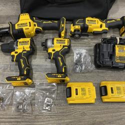 AS-IS DEWALT ATOMIC 20-Volt Lithium-Ion Cordless Brushless (4-Tool) Combo Kit