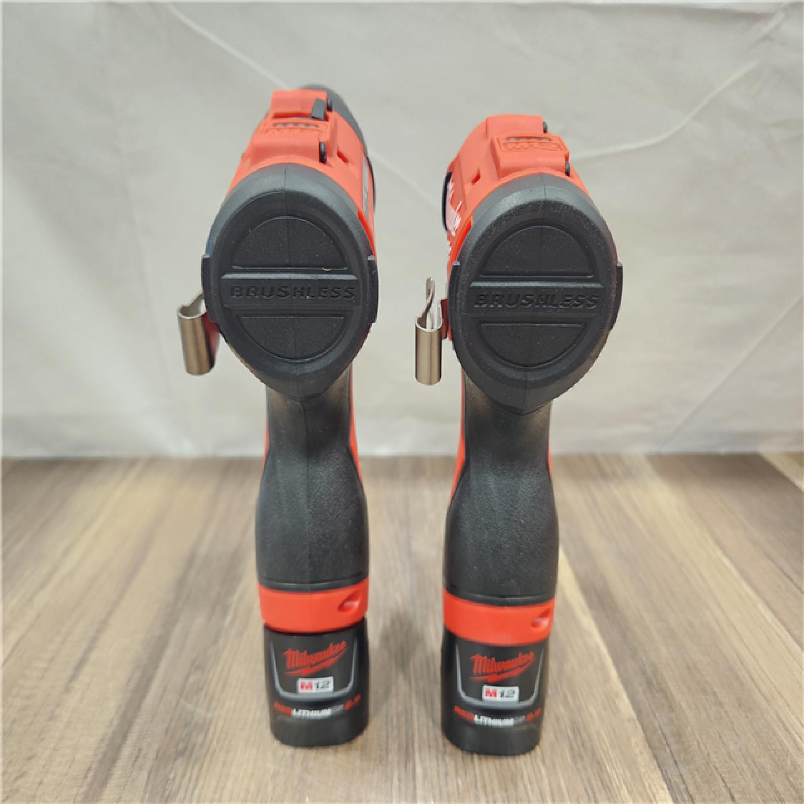 AS-IS- Milwaukee 12V Brushless Hammer Drill and Impact Driver Combo Kit