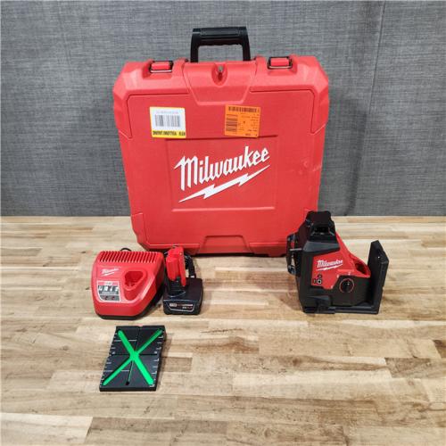 HOUSTON LOCATION - AS-IS (APPEARS LIKE NEW) Milwaukee 12-Volt Lithium-Ion Cordless Green 250 ft. 3-Plane Laser Level Kit