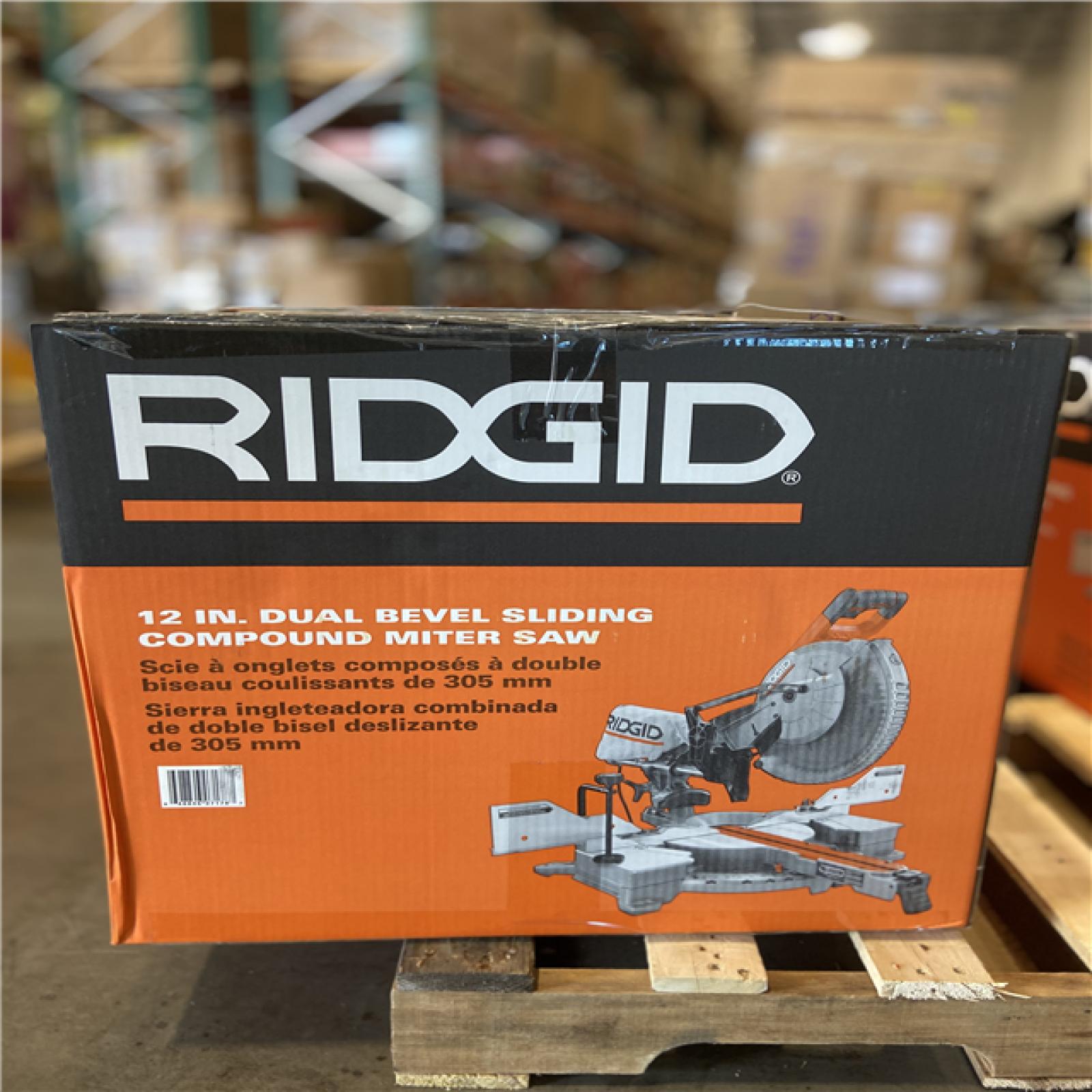 DALLAS LOCATION -RIDGID 15 Amp Corded 12 in. Dual Bevel Sliding Miter Saw with 70 Deg. Miter Capacity and LED Cut Line Indicator