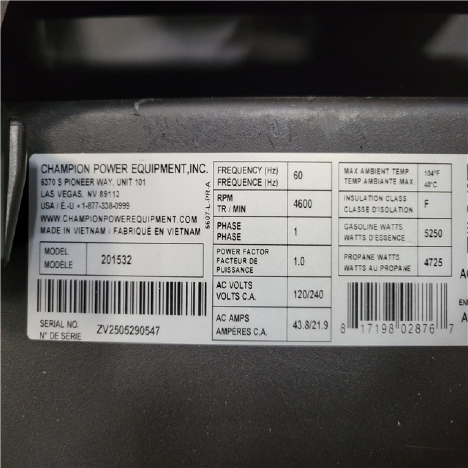 CALIFORNIA AS-IS CHAMPION PORTABLE GENERATOR