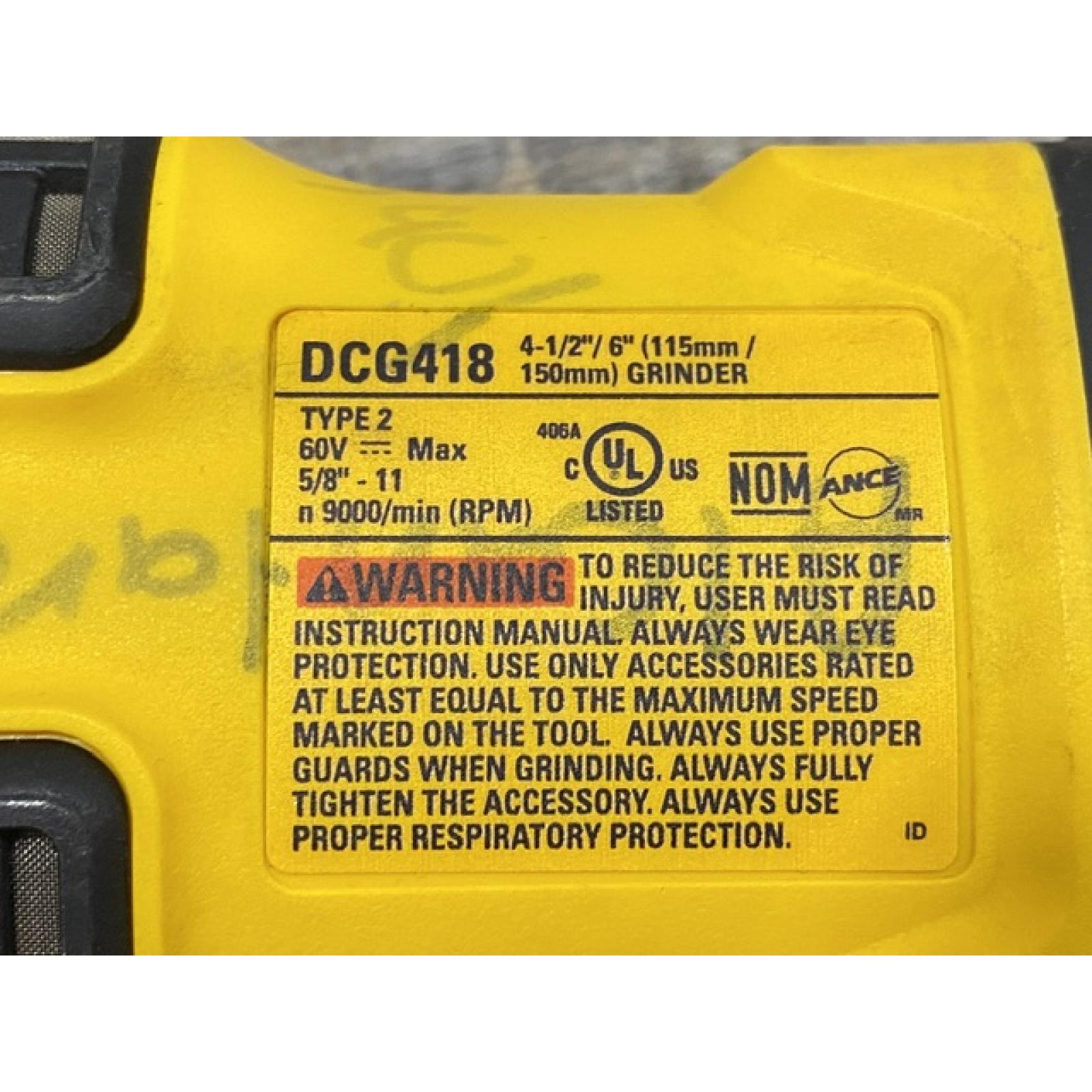 AS-IS DEWALT 60V MAX Cordless Brushless 4.5 in. to 6 in. Small Angle Grinder with Kickback Brake (Tool Only)