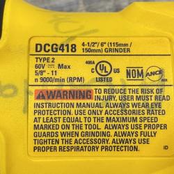 AS-IS DEWALT 60V MAX Cordless Brushless 4.5 in. to 6 in. Small Angle Grinder with Kickback Brake (Tool Only)