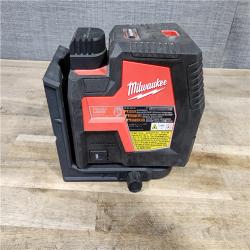 HOUSTON LOCATION - AS-IS Milwaukee-3522-21 Green Beam Laser Cross Line Plumb Point Rechargeable USB Kit