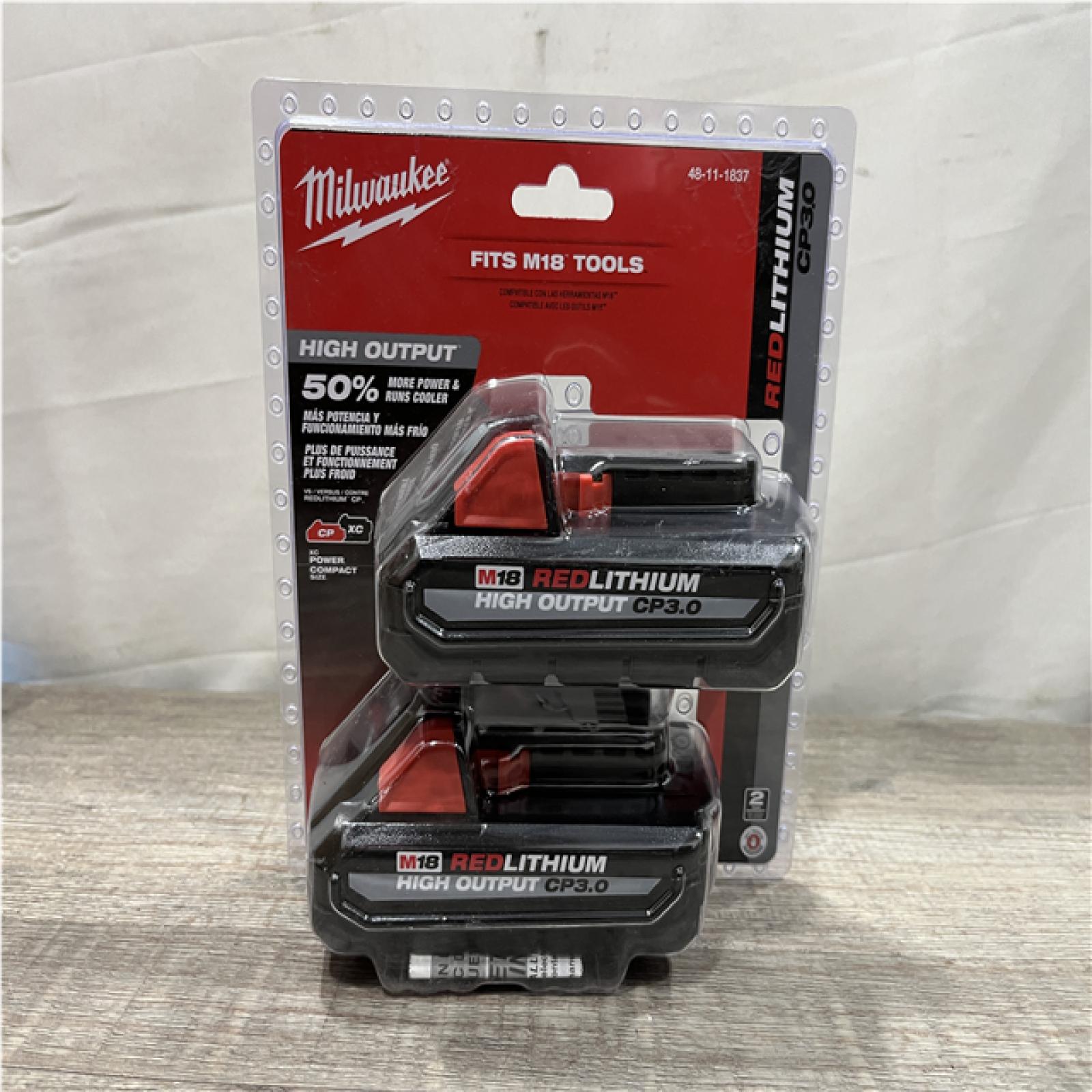 NEW - Milwaukee 18V Lithium-Ion HIGH OUTPUT CP 3.0Ah Battery Pack (2-Pack)