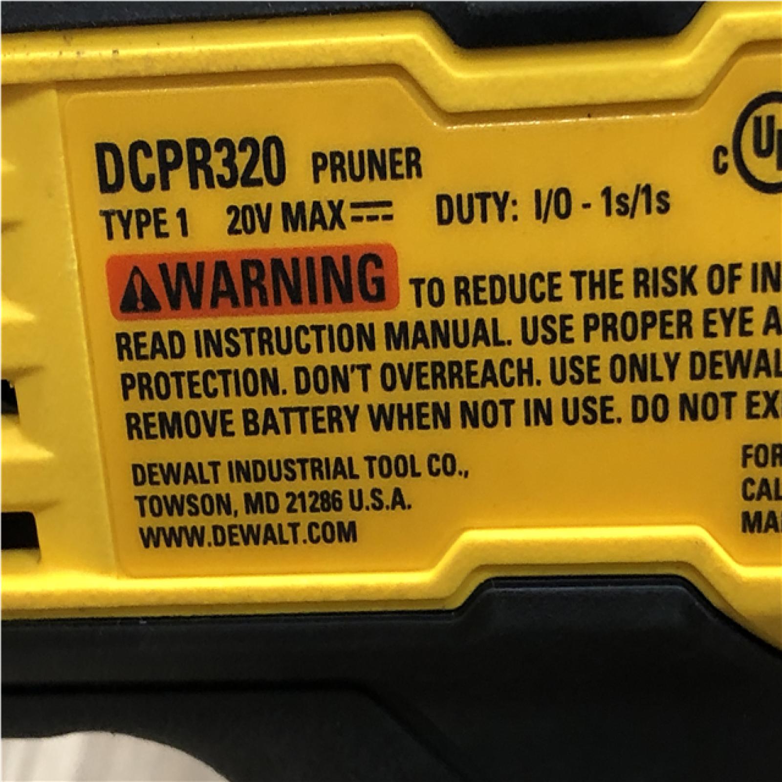 AS-IS DEWALT 20-Volt MAX 1 -1/2 in. Capacity Cordless Battery Powered Pruner (Tool Only)