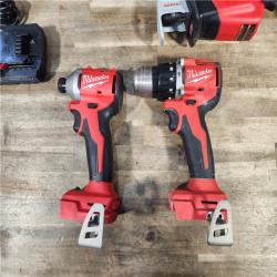 HOUSTON LOCATION - AS-IS Milwaukee M18 18-Volt Lithium-Ion Brushless Cordless Combo Kit (4-Tool) with 2-Batteries, 1-Charger and Tool Bag