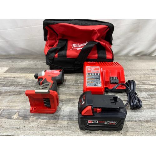 AS-IS Milwaukee 18V Lithium-Ion Compact Brushless Cordless 1/4 in. Impact Driver Kit