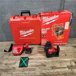 HOUSTON LOCATION - AS-IS (APPEARS LIKE NEW) Milwaukee 12-Volt Lithium-Ion Cordless Green 250 ft. 3-Plane Laser Level Kit