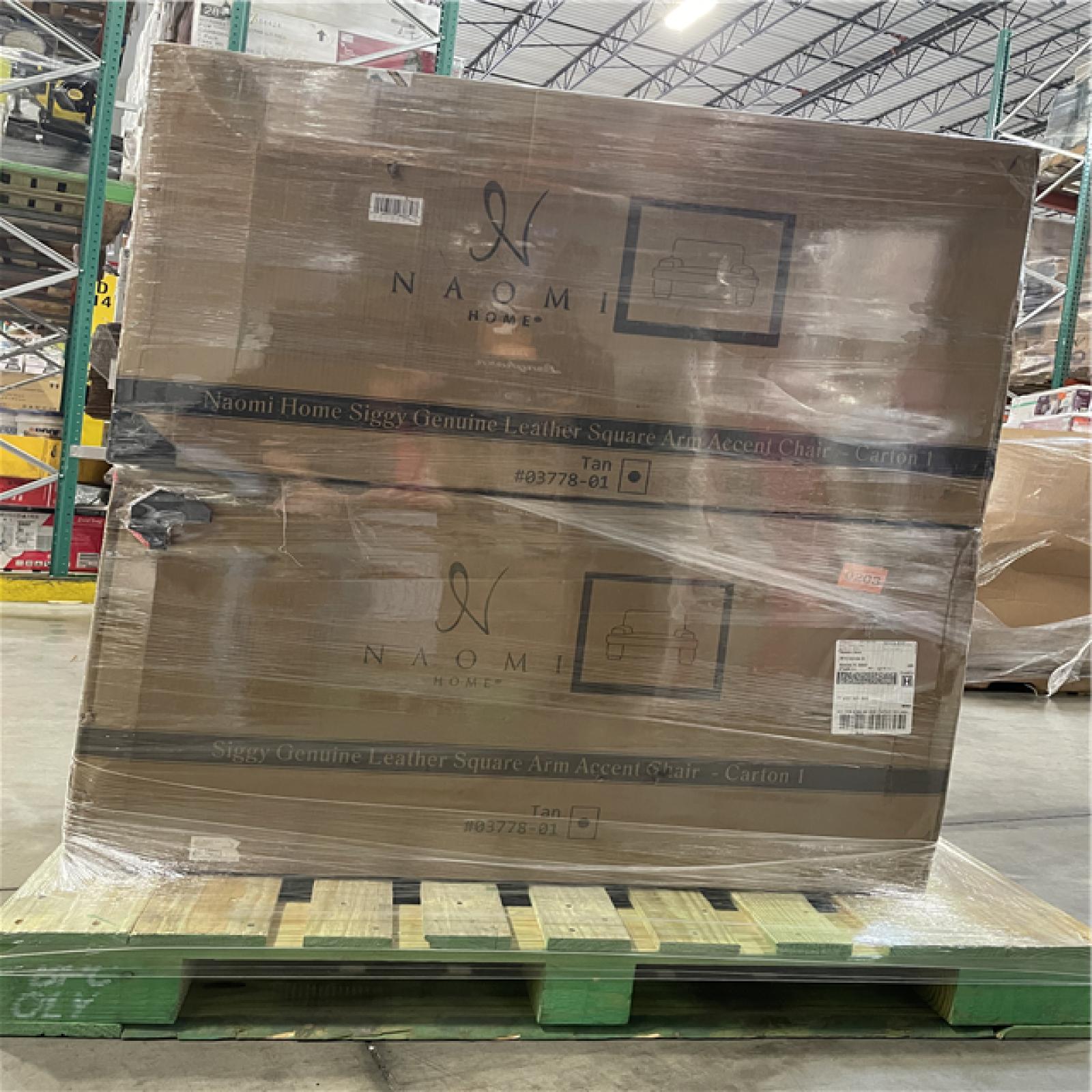 DALLAS LOCATION- Naomi Home Siggy Genuine Leather Square Arm Accent Chair PALLET (2 UNITS)