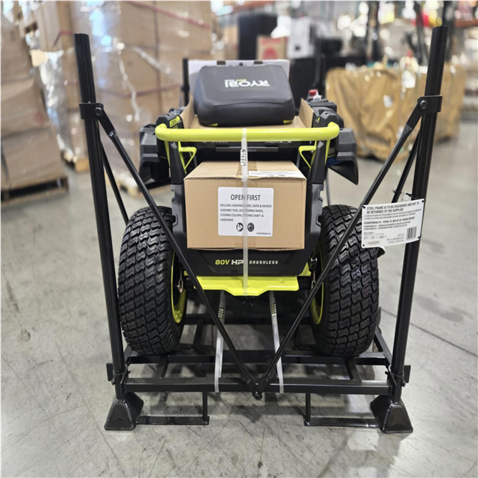DALLAS LOCATION- RYOBI R1 80V HP 30 in. Riding Lawn Mower W/ 14 Ah Battery and Charger
