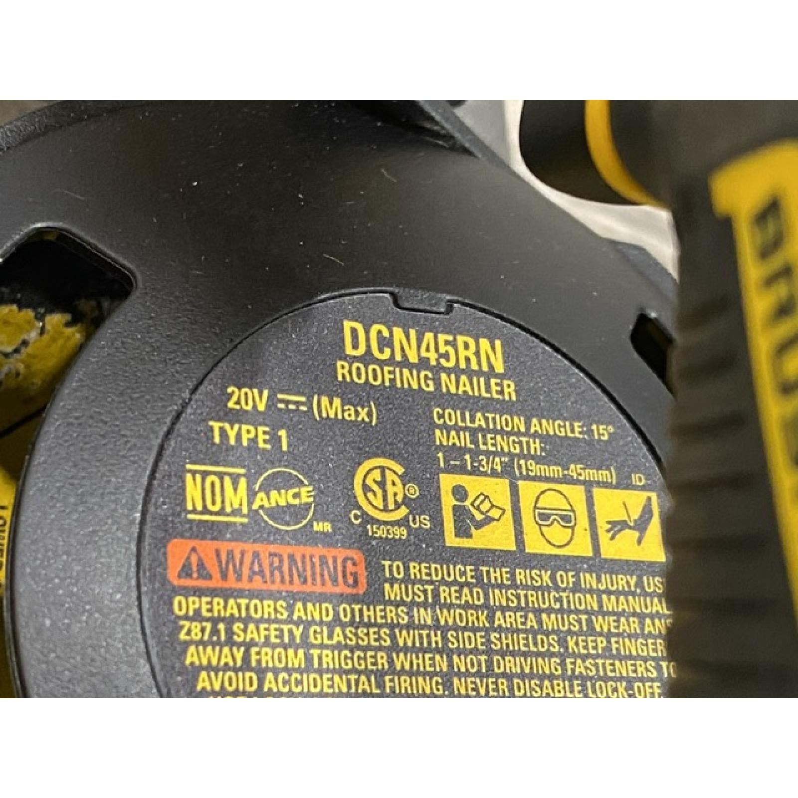 AS-IS DEWALT 20V MAX Lithium-Ion 15-Degree Electric Cordless Roofing Nailer Kit