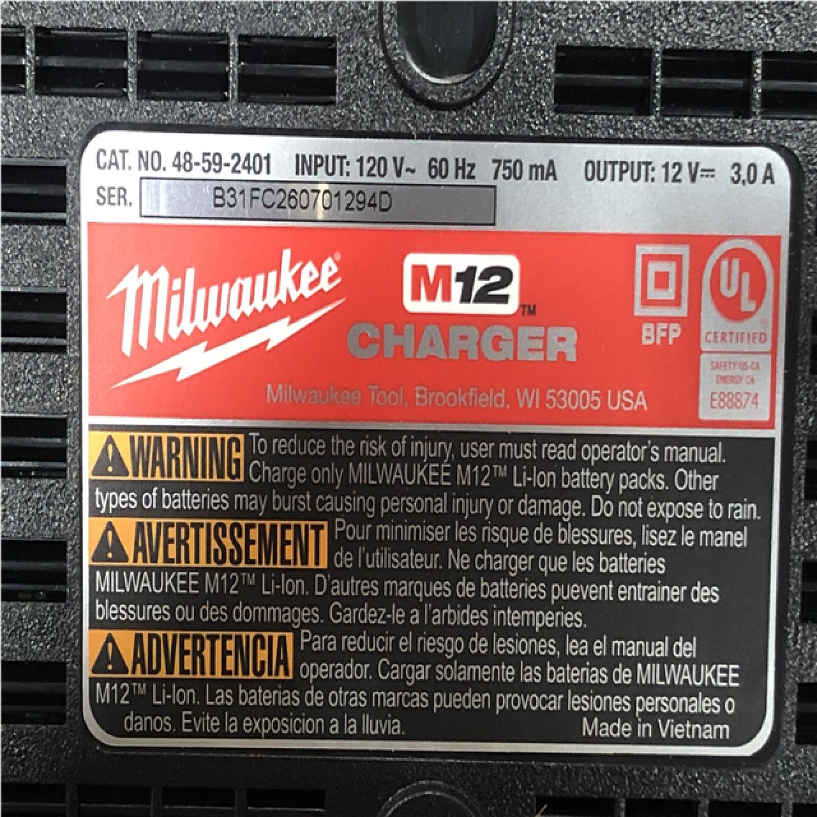 AS-IS Milwaukee 12V Lithium-Ion XC High Output 5.0 Ah Battery Pack (2-Pack) Starter Kit with Charger