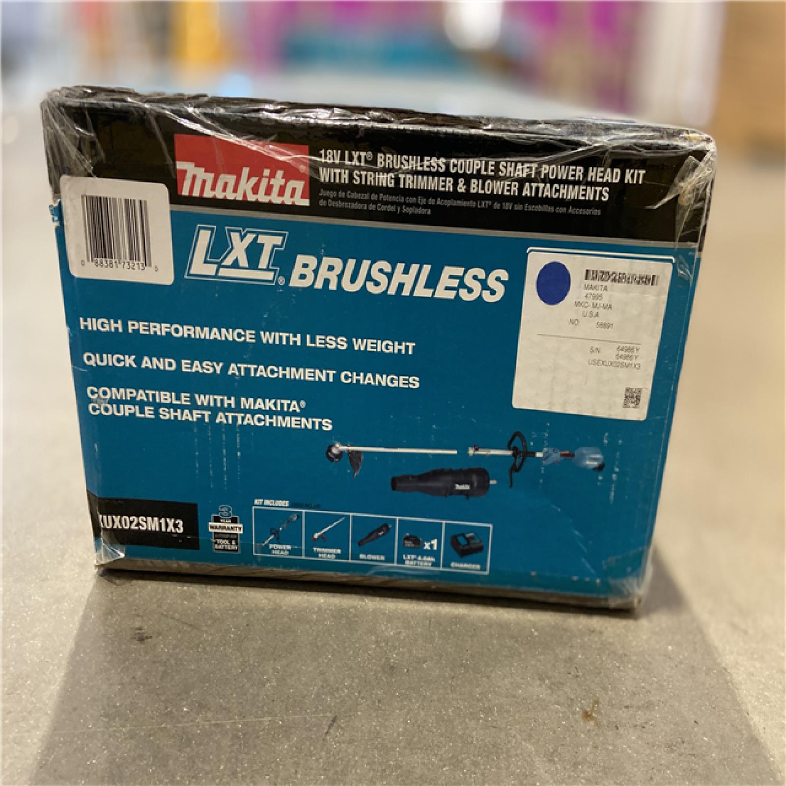 LIKE NEW! - Makita LXT 18V Brushless Cordless Couple Shaft Power Head Kit with 13 in. String Trimmer and Leaf Blower Attachments, 4.0Ah