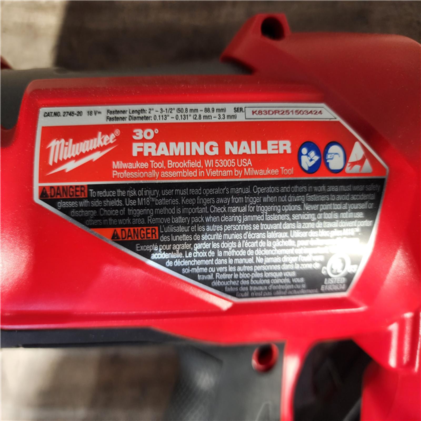 HOUSTON LOCATION - AS-IS M18 FUEL 3-1/2 in. 18-Volt 30-Degree Lithium-Ion Brushless Cordless Framing Nailer (Tool-Only)