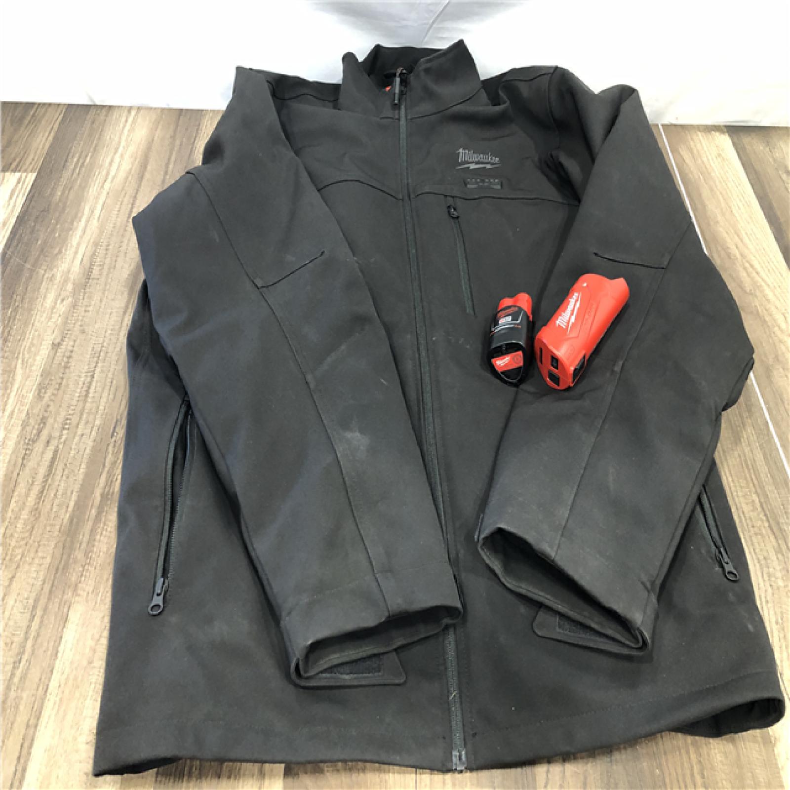 AS-IS Milwaukee Men's 2X-Large 12-Volt Lithium-Ion Cordless Tough Shell Black Heated Jacket with