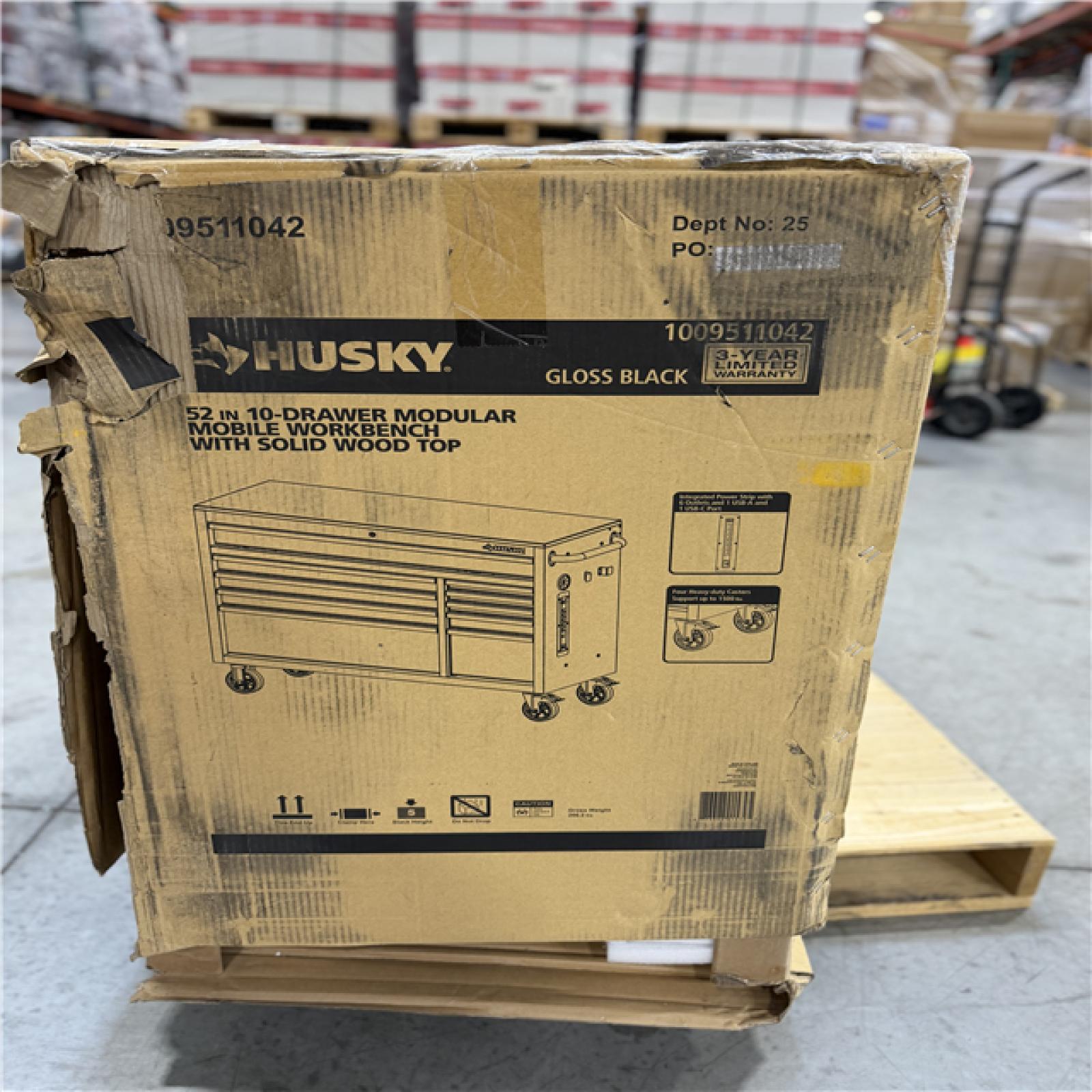 DALLAS LOCATION - AS-IS HUSKY 52IN 10DRAWER WORKBENCH GLOSS BLACK