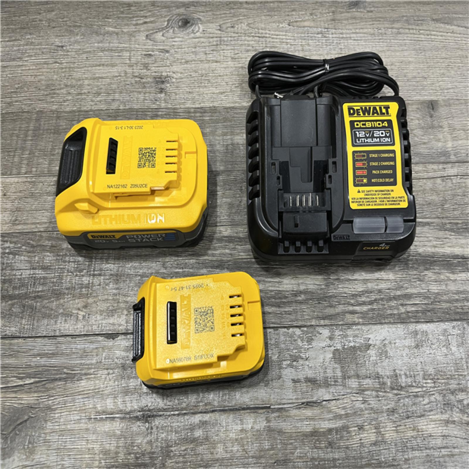 AS-IS DEWALT 20V MAX XR POWERSTACK Lithium-Ion Battery Starter Kit with 5.0Ah and 1.7Ah Batteries and Charger
