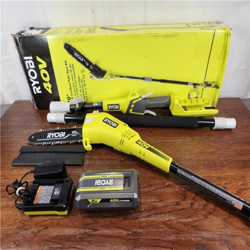 AS-IS RYOBI 40V Cordless Battery Powered 10 in. Pole Saw Kit