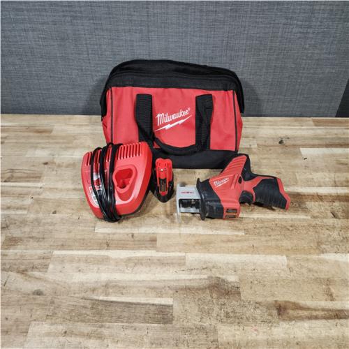 HOUSTON LOCATION - AS - IS Milwaukee M12 12-Volt Lithium-Ion HACKZALL Cordless Reciprocating Saw W/ (1) 1.5Ah Batteries  Charger