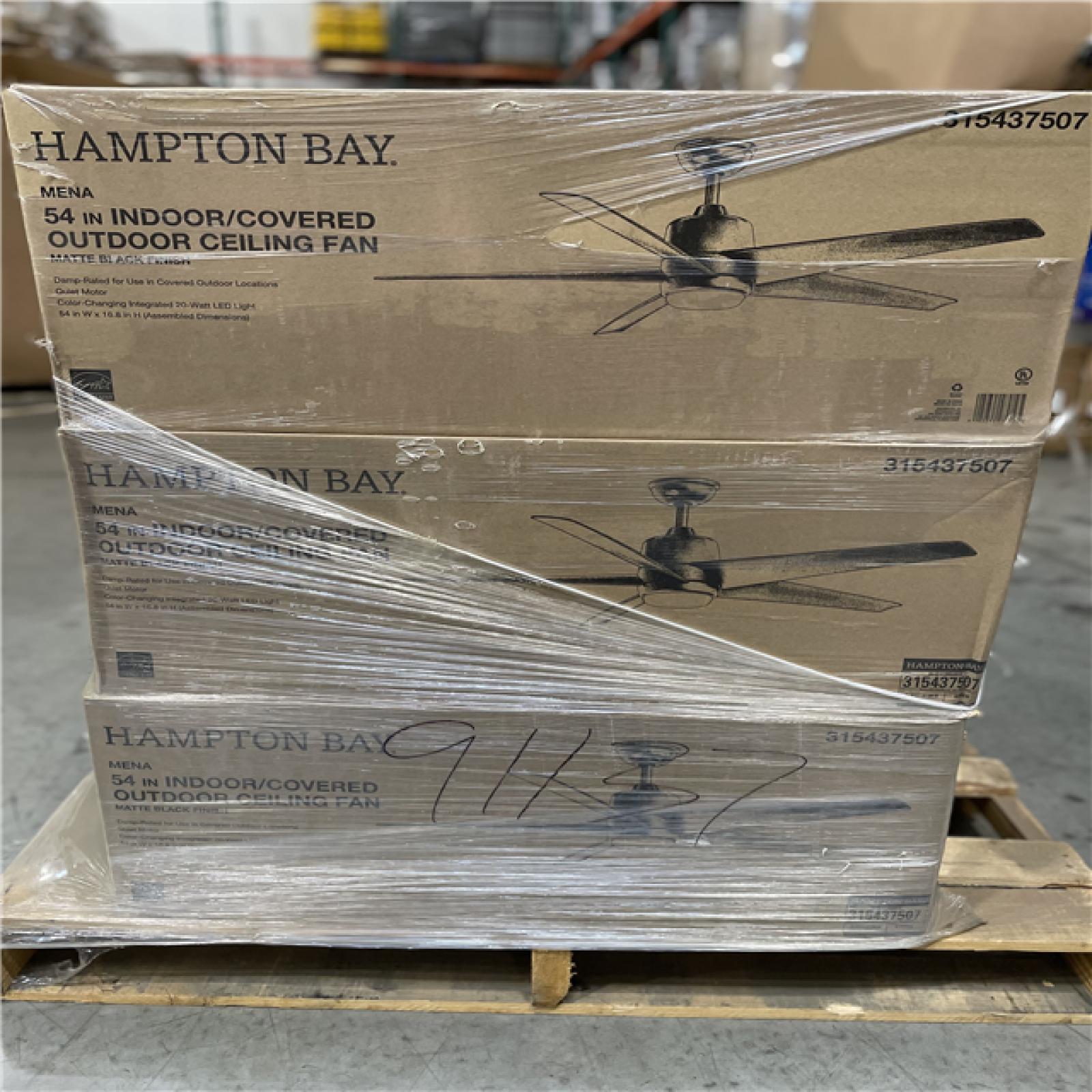 DALLAS LOCATION -HAMPTON BAY MENA 54 CEILING FAN MATTE BLACK PALLET-(18 units)