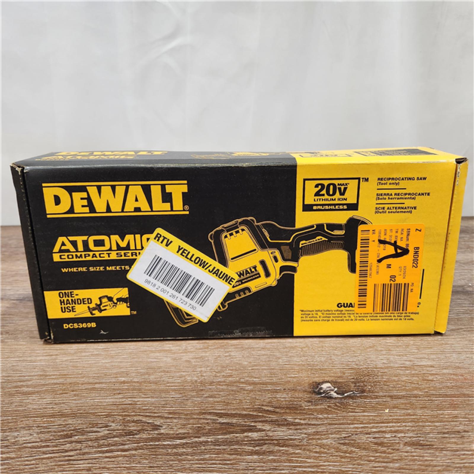 AS-IS DeWalt Atomic Compact Series 20V MAX Brushless One-Handed Cordless Reciprocating Saw (Bare Tool) - 1 EA (115-DCS369B)