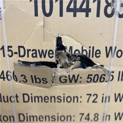 DALLAS LOCATION -Husky Heavy-Duty 72 in. W 15-Drawer Matte Black Mobile Workbench with Wood top