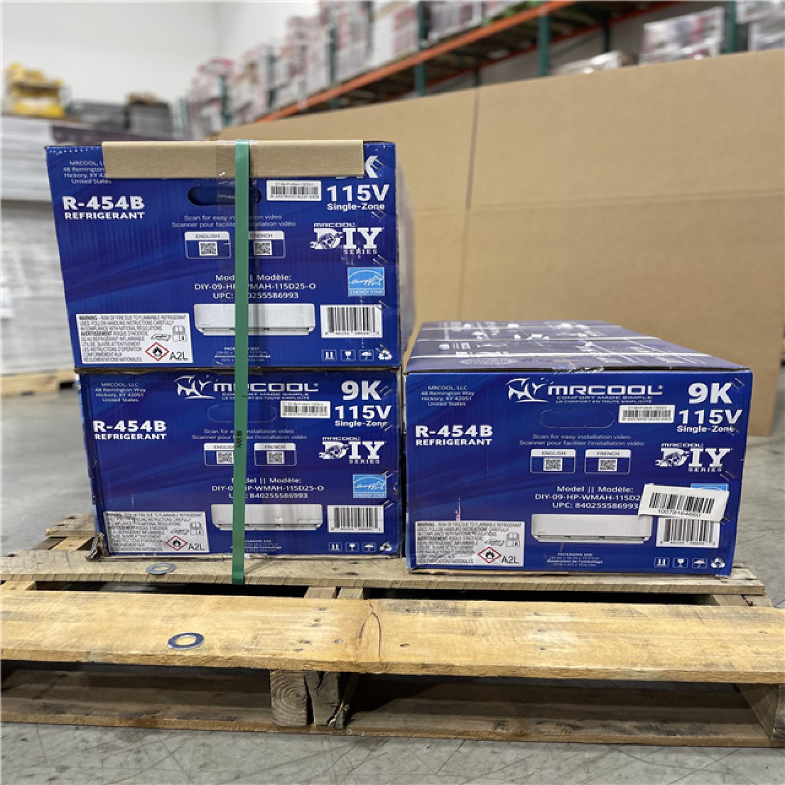 DALLAS LOCATION- NEW! MRCOOL 9K 115V DIY 5TH GEN AIR HANDLER PALLET (3 UNITS)